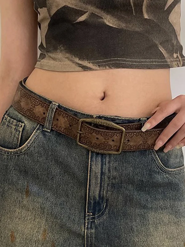 Tribal Distressed Print Buckle Belt - Image 7