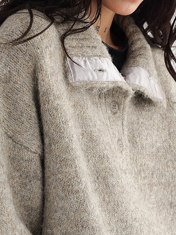 Turtleneck Henley Melange Oversized Sweater - Image 2