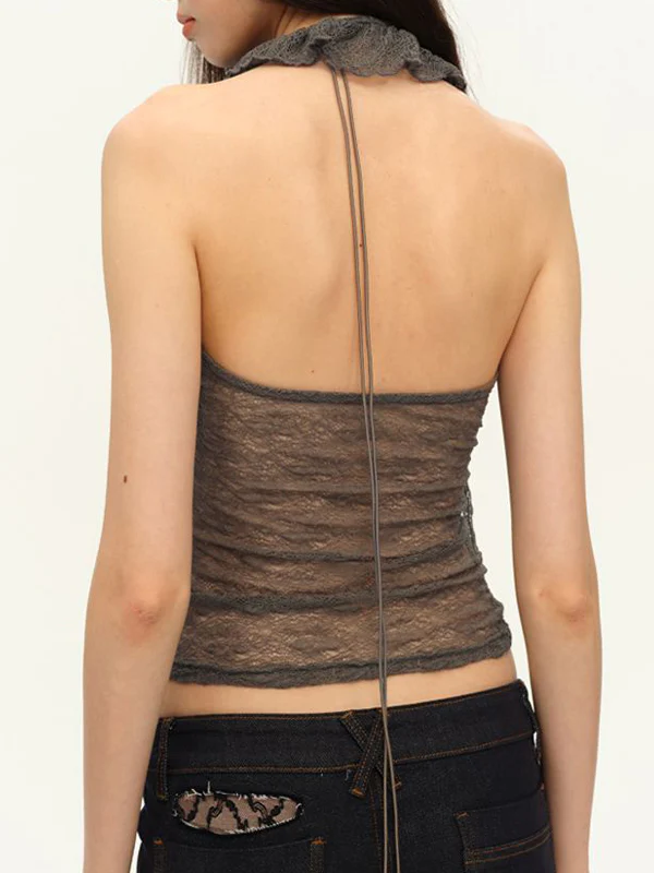 Two-Colour Lace Halter Vest - Image 6