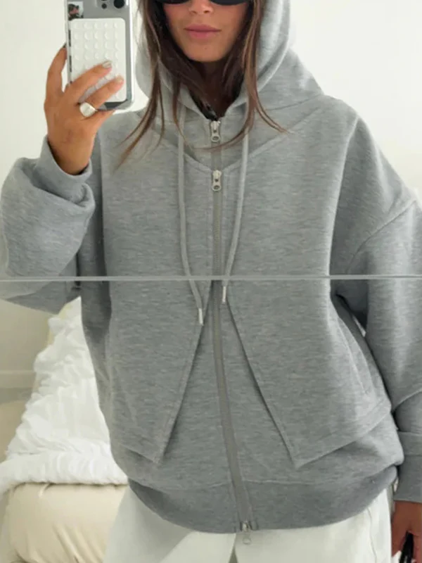 Two-Way Zipper Hood Jacket - Image 3