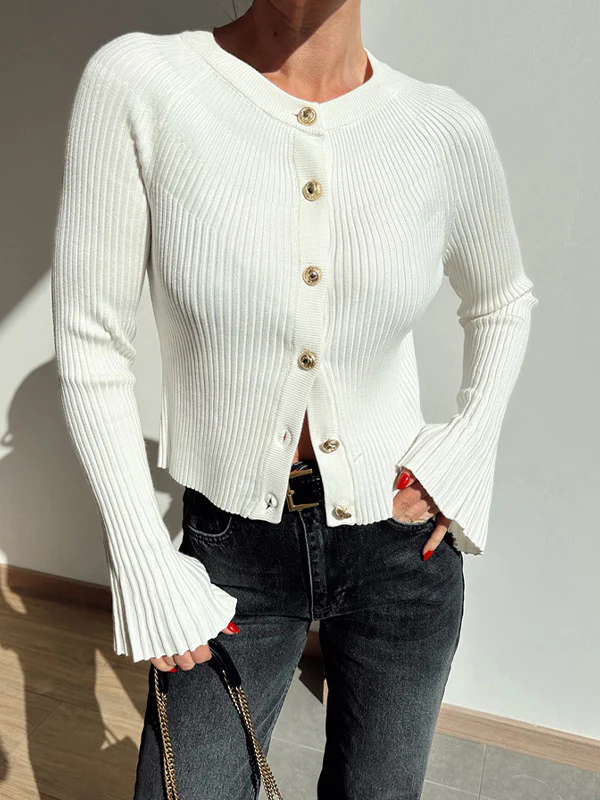 Underlay Threaded Buttonhole Cardigan - Image 7