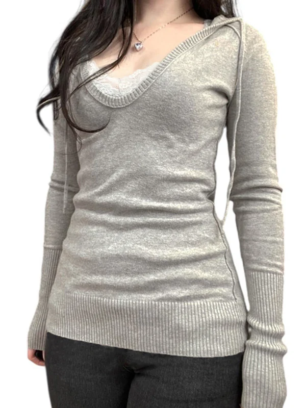 V-Neck Color-Blocked Tie-Front Long Sleeve - Image 2