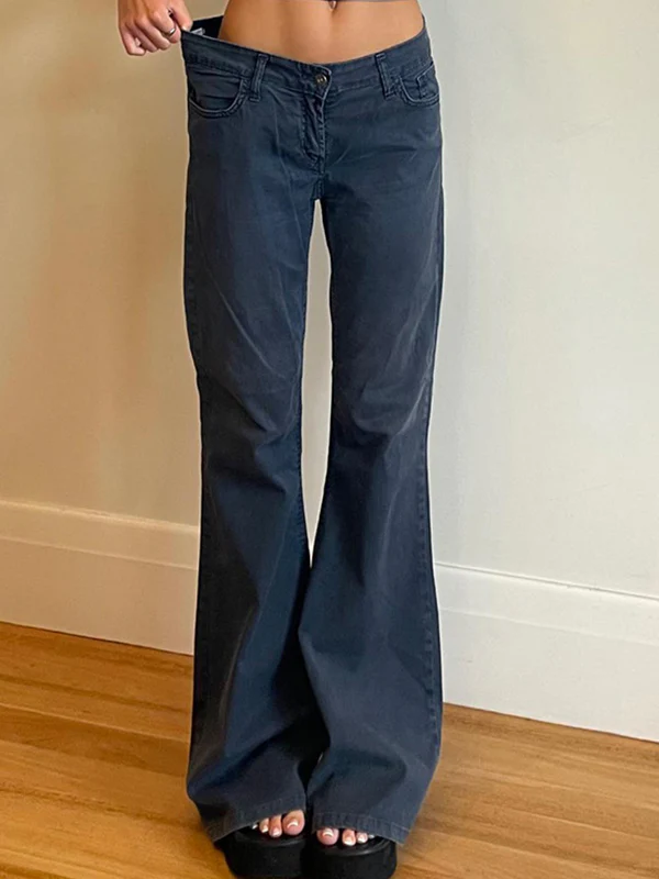 Versatile Loose Slimming Low-Waisted Flare Jeans - Image 3