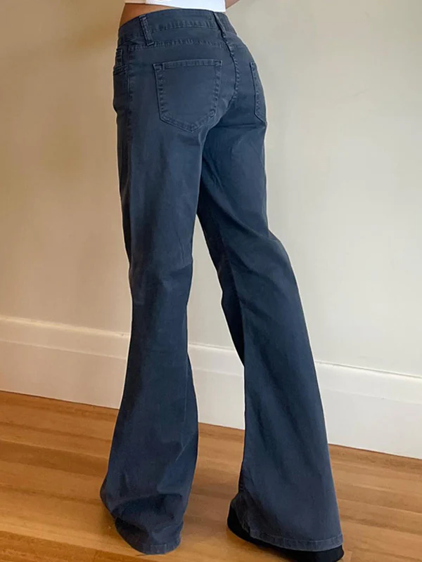 Versatile Loose Slimming Low-Waisted Flare Jeans - Image 5