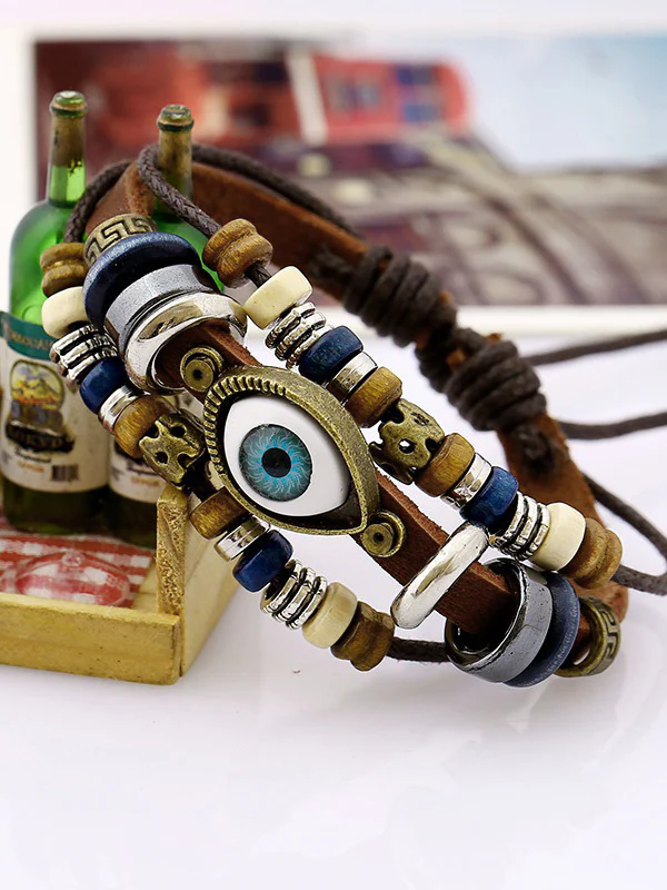 Vintage Boho Eye Pattern Beads Multi Layered Bracelet - Image 4
