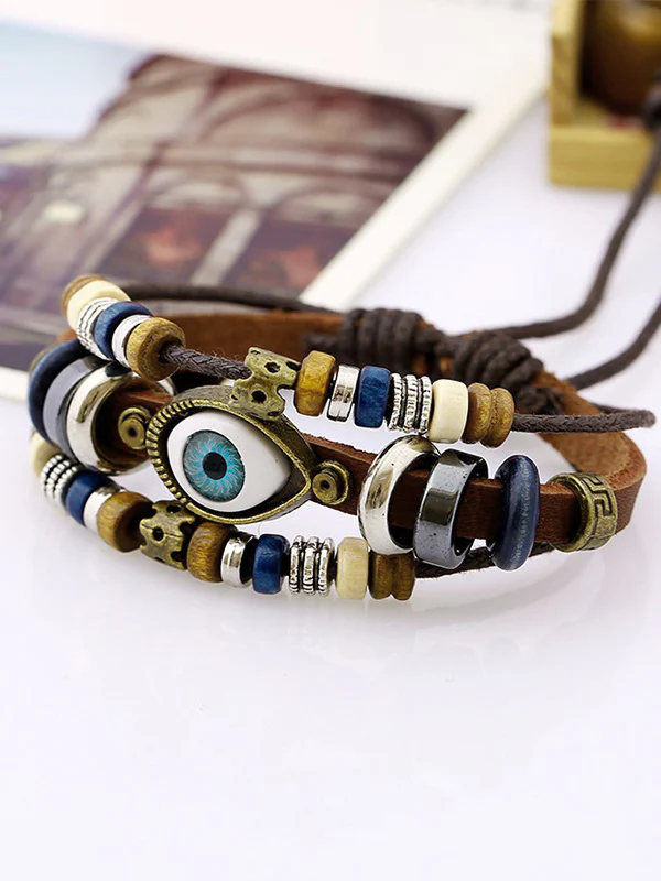 Vintage Boho Eye Pattern Beads Multi Layered Bracelet - Image 5