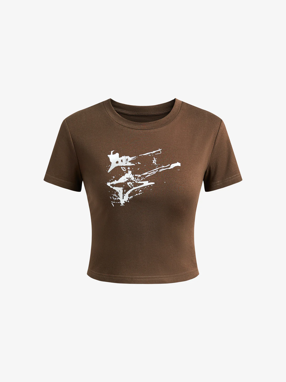 Vintage Brown Guitar Print Short Sleeve Tee - Image 5