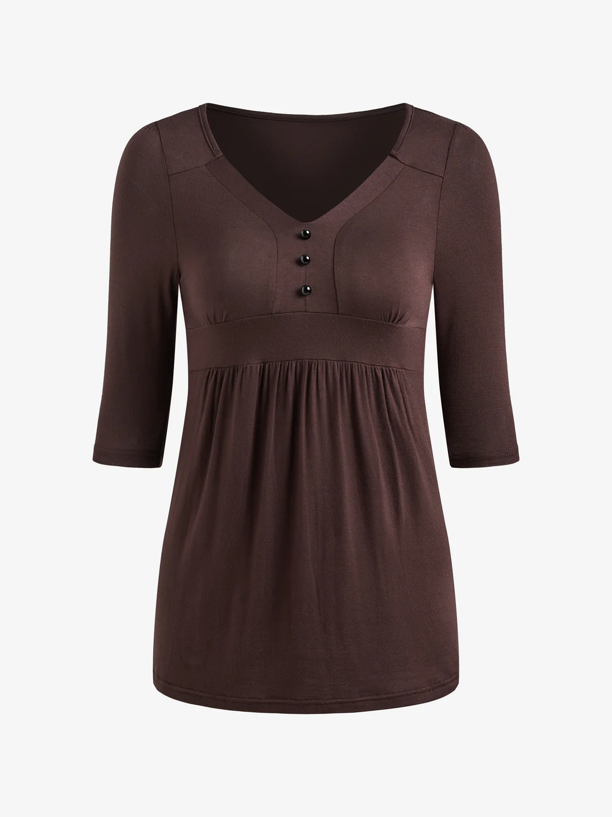 Vintage Brown V Neck Short Sleeve Tee - Image 3