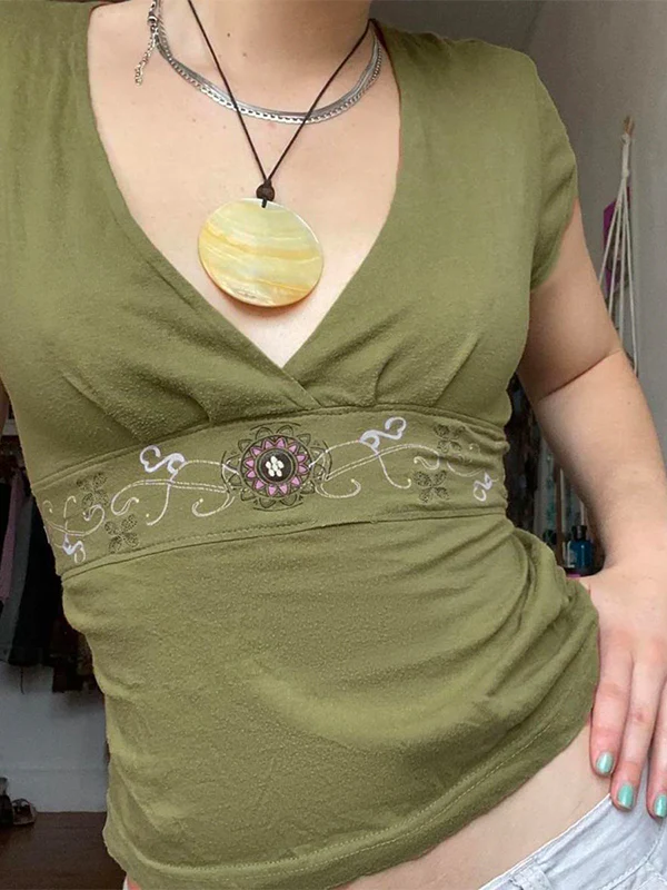 Vintage Crossover V-Neck Short Sleeve - Image 3