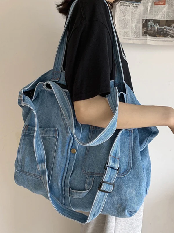 Vintage Denim Large Shopper Bag - Image 9