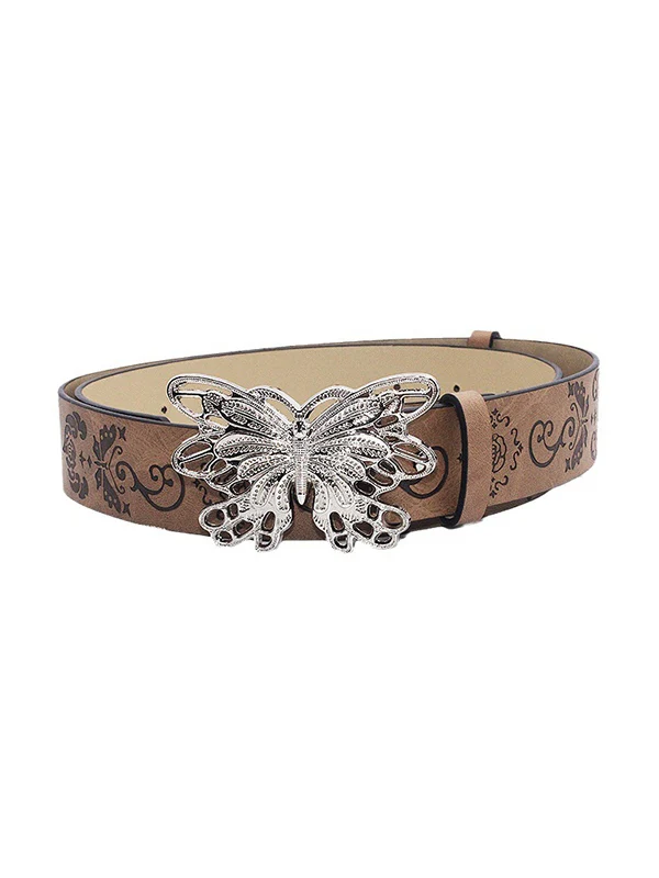 Vintage Embossed Metal Butterfly Buckle Belt - Image 5
