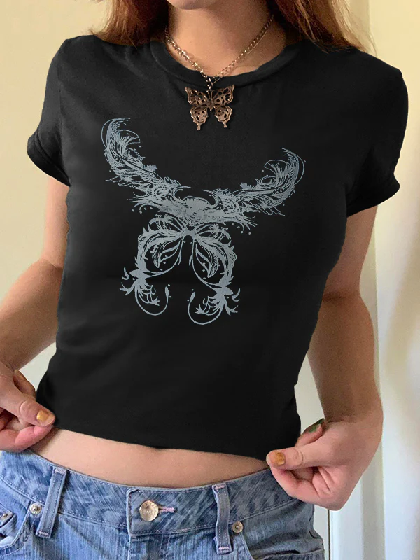 Vintage Feather Wings Hand Printed Tee - Image 12
