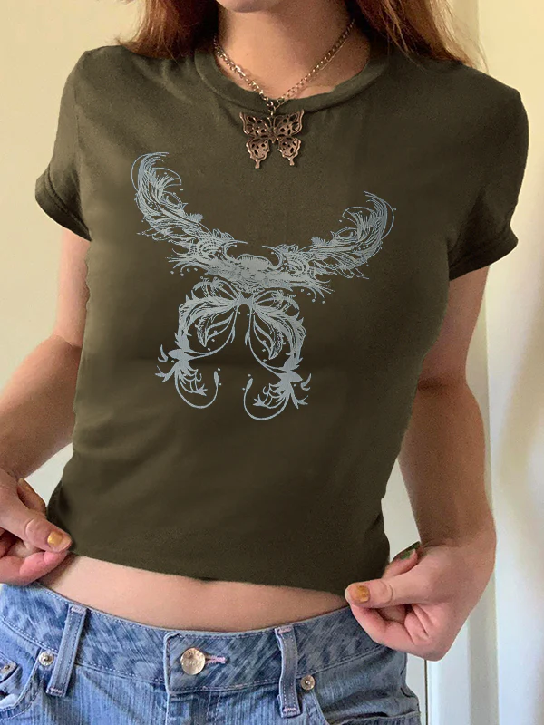 Vintage Feather Wings Hand Printed Tee - Image 14