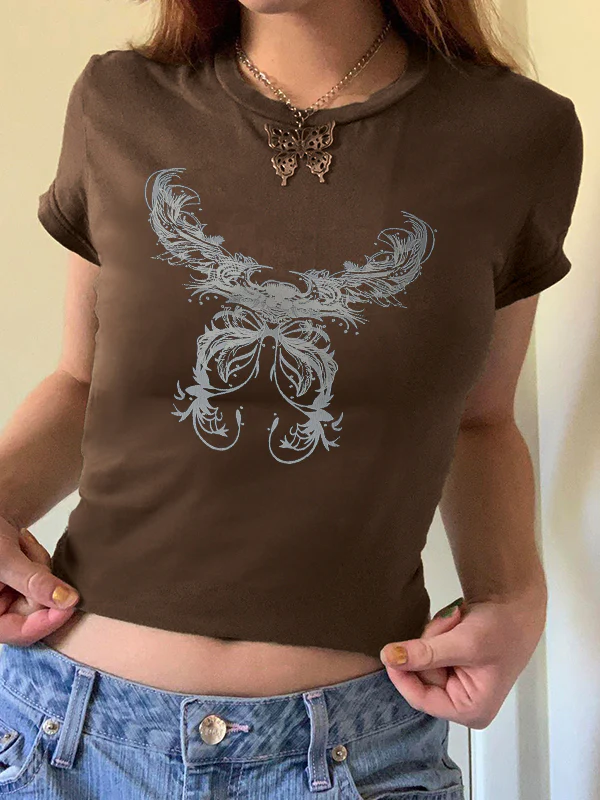 Vintage Feather Wings Hand Printed Tee - Image 6