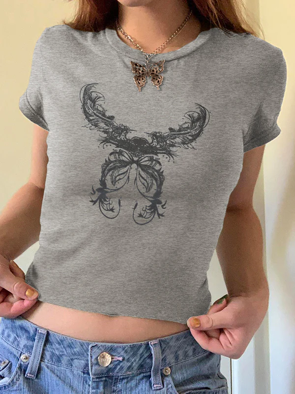 Vintage Feather Wings Hand Printed Tee - Image 8