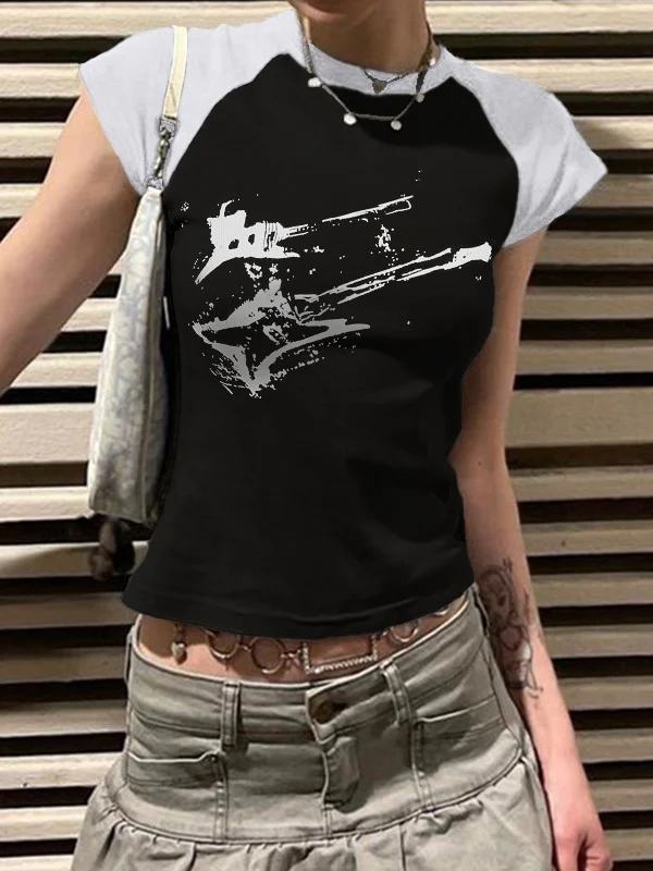 Vintage Guitar Raglan Sleeve Crop Top - Image 11