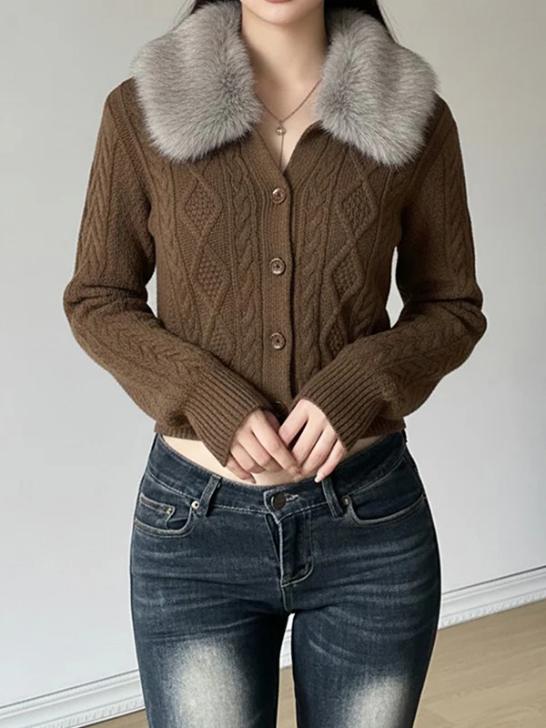 Vintage Knitted Diamond Pattern Jacket - Image 2