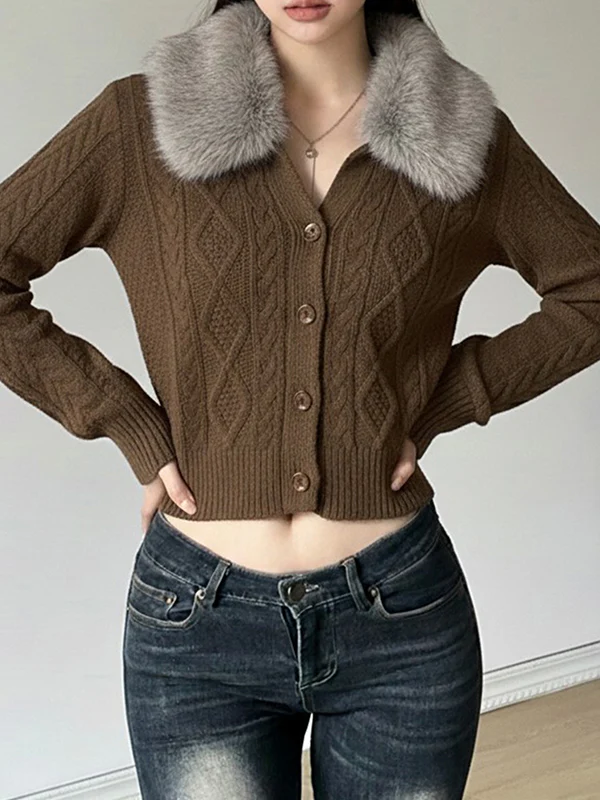 Vintage Knitted Diamond Pattern Jacket - Image 3