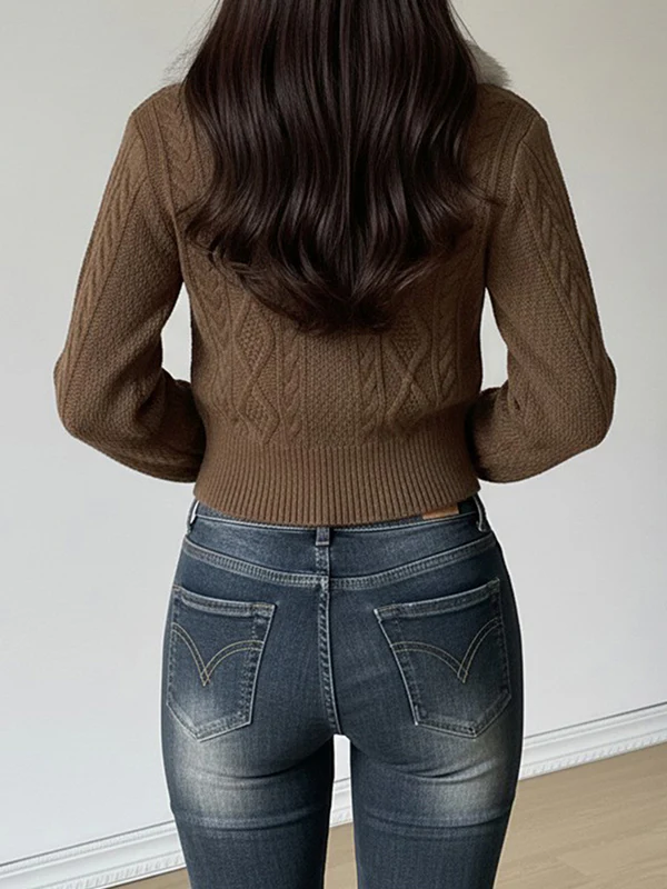 Vintage Knitted Diamond Pattern Jacket - Image 4