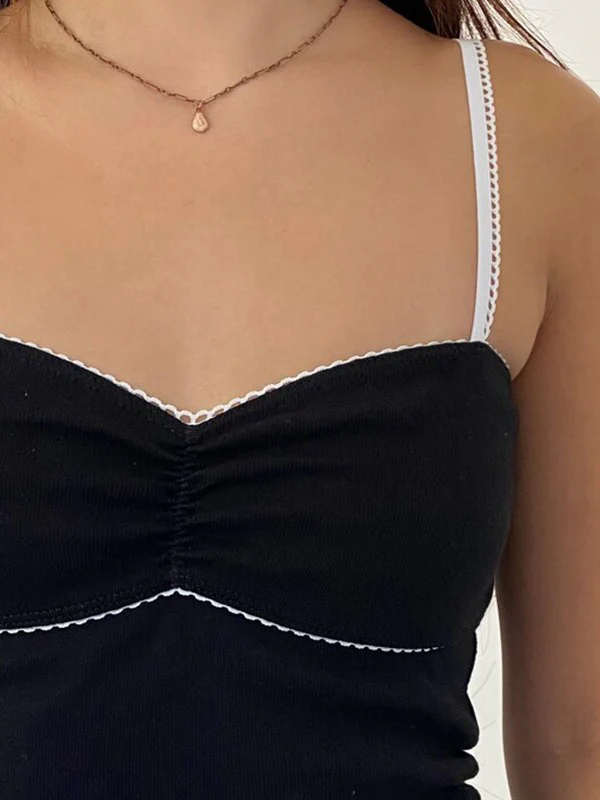 Vintage Lace Trim Crop Cami Top - Image 3