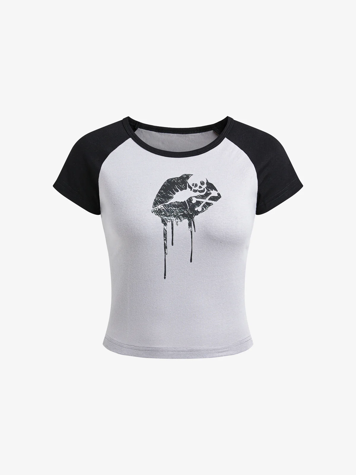Vintage Lip Print Ragla  Short Sleeve Tee - Image 6