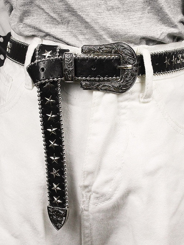 Vintage Punk Star Embellished Buckle Belt