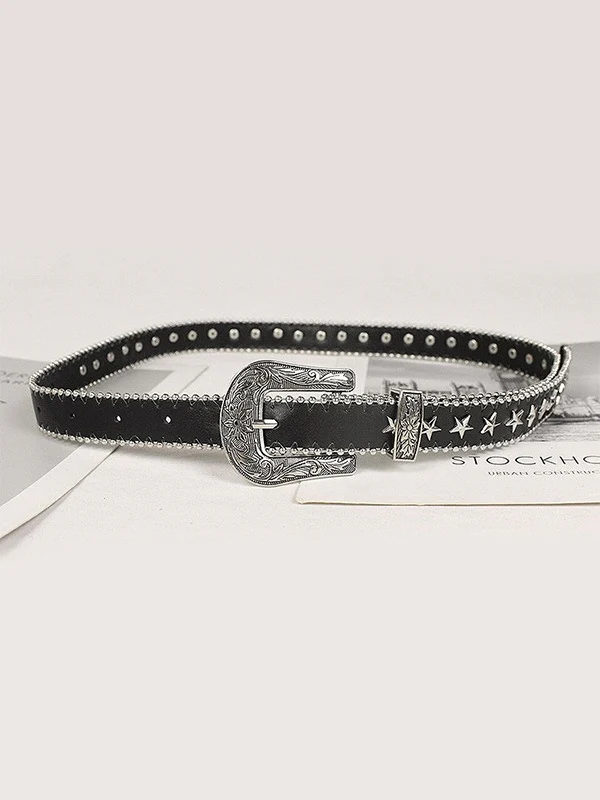 Vintage Punk Star Embellished Buckle Belt - Image 3