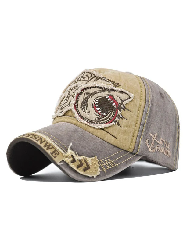 Vintage Shark Embroidered Distressed Baseball Cap - Image 17