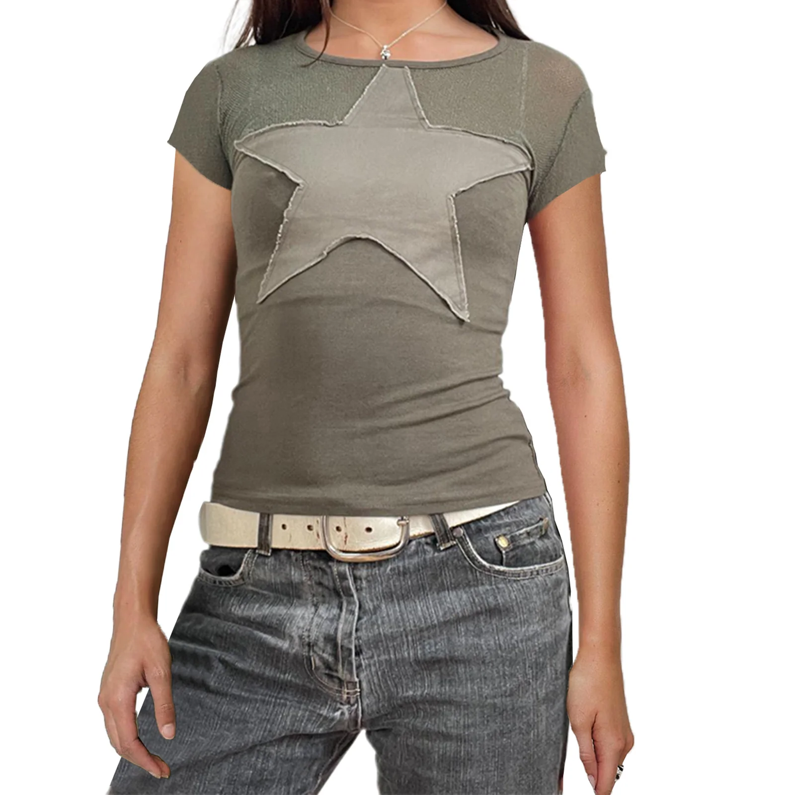 Vintage Stars Crew Neck Raglan Sleeve Tee - Image 2