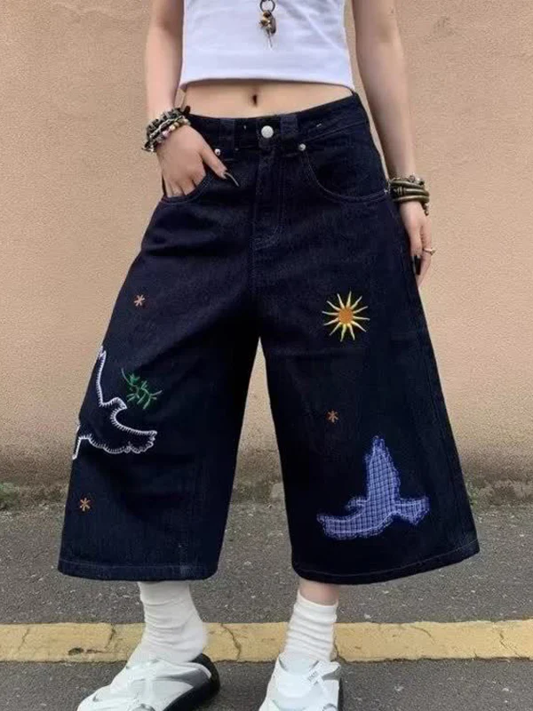 Vintage Street Straight Denim Shorts - Image 2