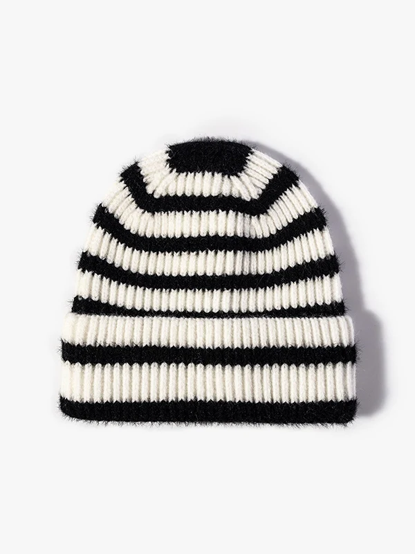 Vintage Striped Knitted Beanie Hat
