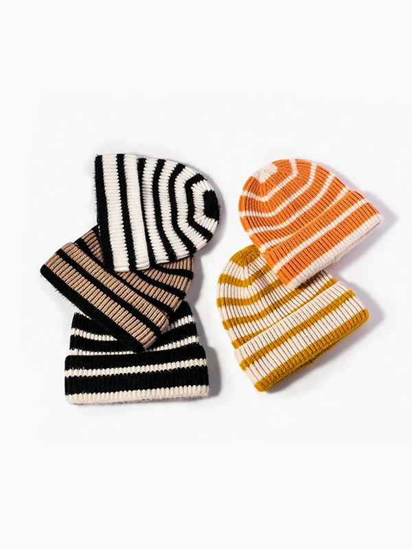 Vintage Striped Knitted Beanie Hat - Image 3