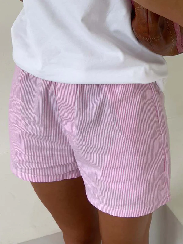 Vintage Striped Print Shorts - Image 4