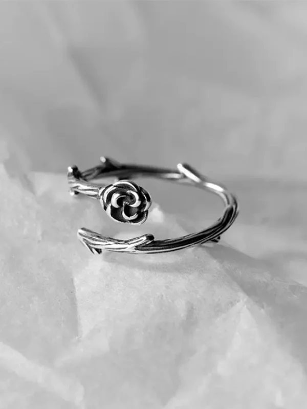 Vintage Thorns Rose Cuff Ring