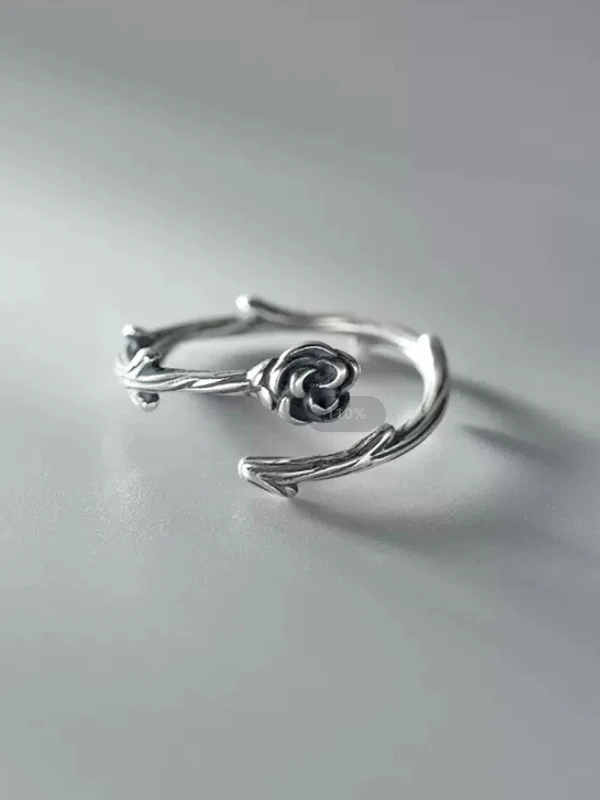 Vintage Thorns Rose Cuff Ring - Image 2