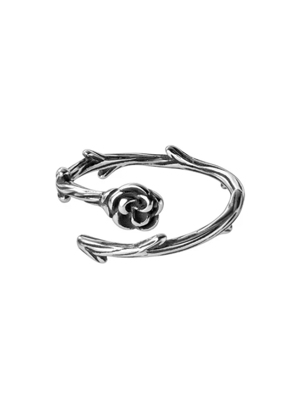 Vintage Thorns Rose Cuff Ring - Image 4