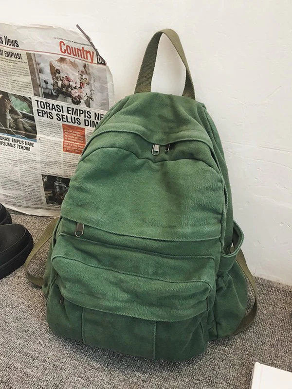 Vintage Wash Canvas School Backpack