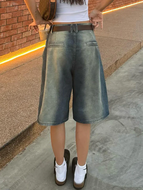 Vintage Wash Denim Shorts - Image 3
