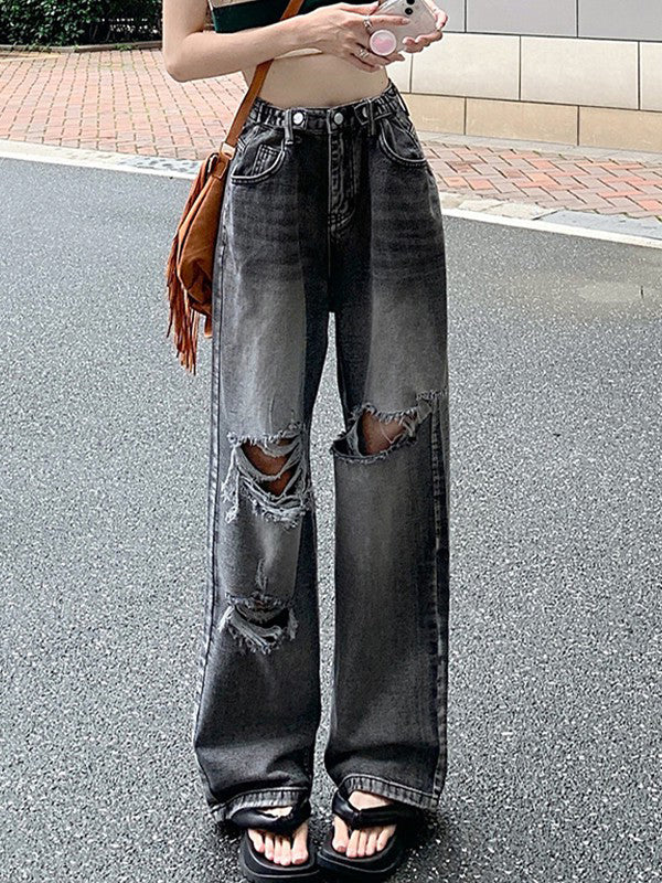 Vintage Wash Distressed Ripped Jeans - Image 7