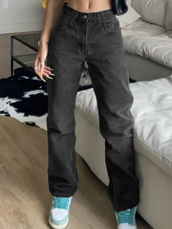 Vintage Washed High Waist Boyfriend Jeans - Image 2