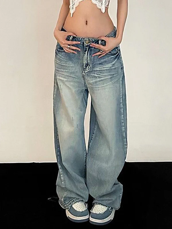 Vintage Washed Mopping Loose Boyfriend Jeans - Image 3