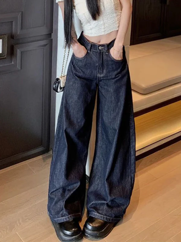 Vintage Washed Wide Legs Boyfriend Jeans - Image 3