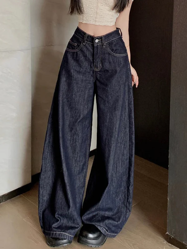 Vintage Washed Wide Legs Boyfriend Jeans - Image 4