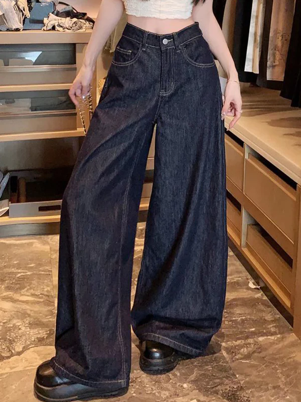 Vintage Washed Wide Legs Boyfriend Jeans - Image 5