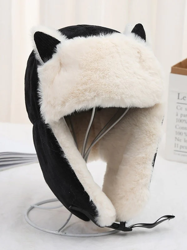 Warm Faux Fur Shearling Cat Ear Trapper Hat - Image 2