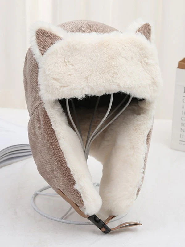 Warm Faux Fur Shearling Cat Ear Trapper Hat - Image 4