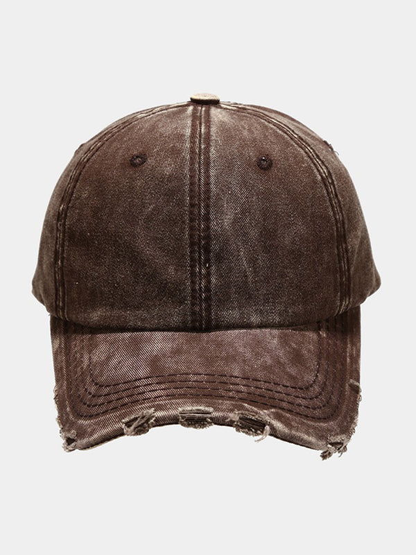 Wash Distressed Denim Ripped Baseball Cap - Image 7