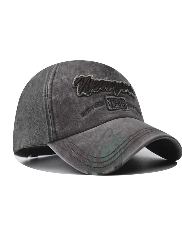 Washed Distressed Letter Embroidery Baseball Cap - Image 10