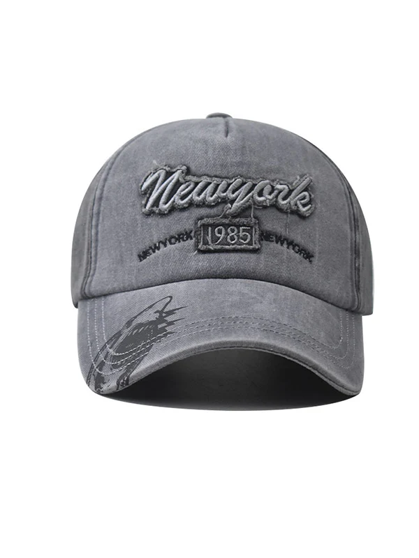 Washed Distressed Letter Embroidery Baseball Cap - Image 6