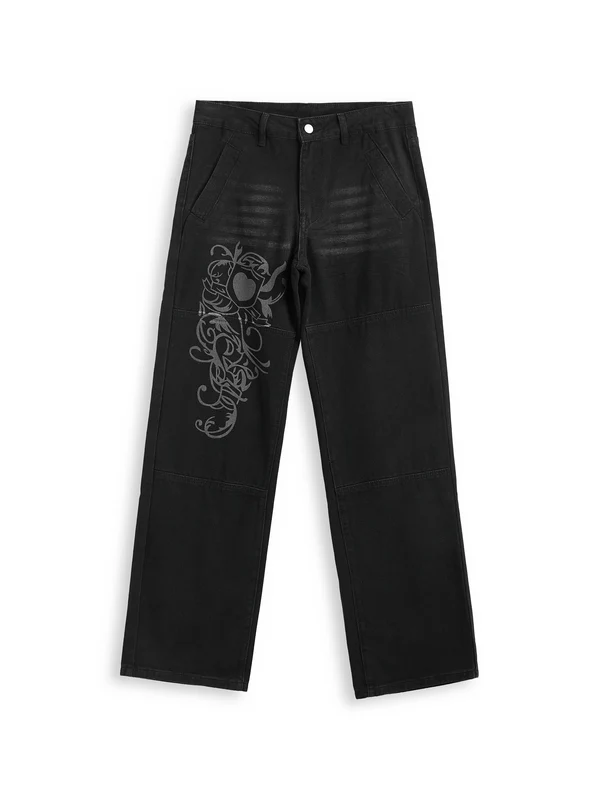 Washed Heart Pattern Cargo Jeans - Image 22